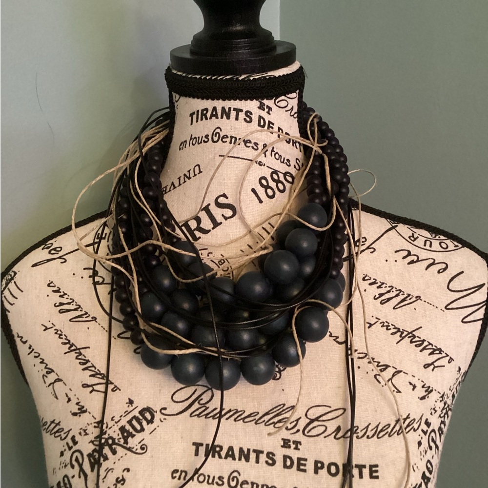 Elegant Blue Multi Strand Necklace, Bracelet sold separately
